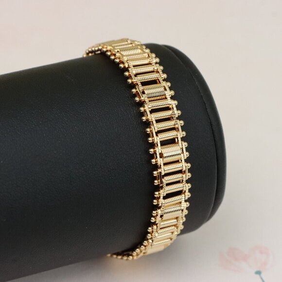 "Bold Textured Rose Gold Bracelet in Brass, XPBL1000 - Picture 6 of 12